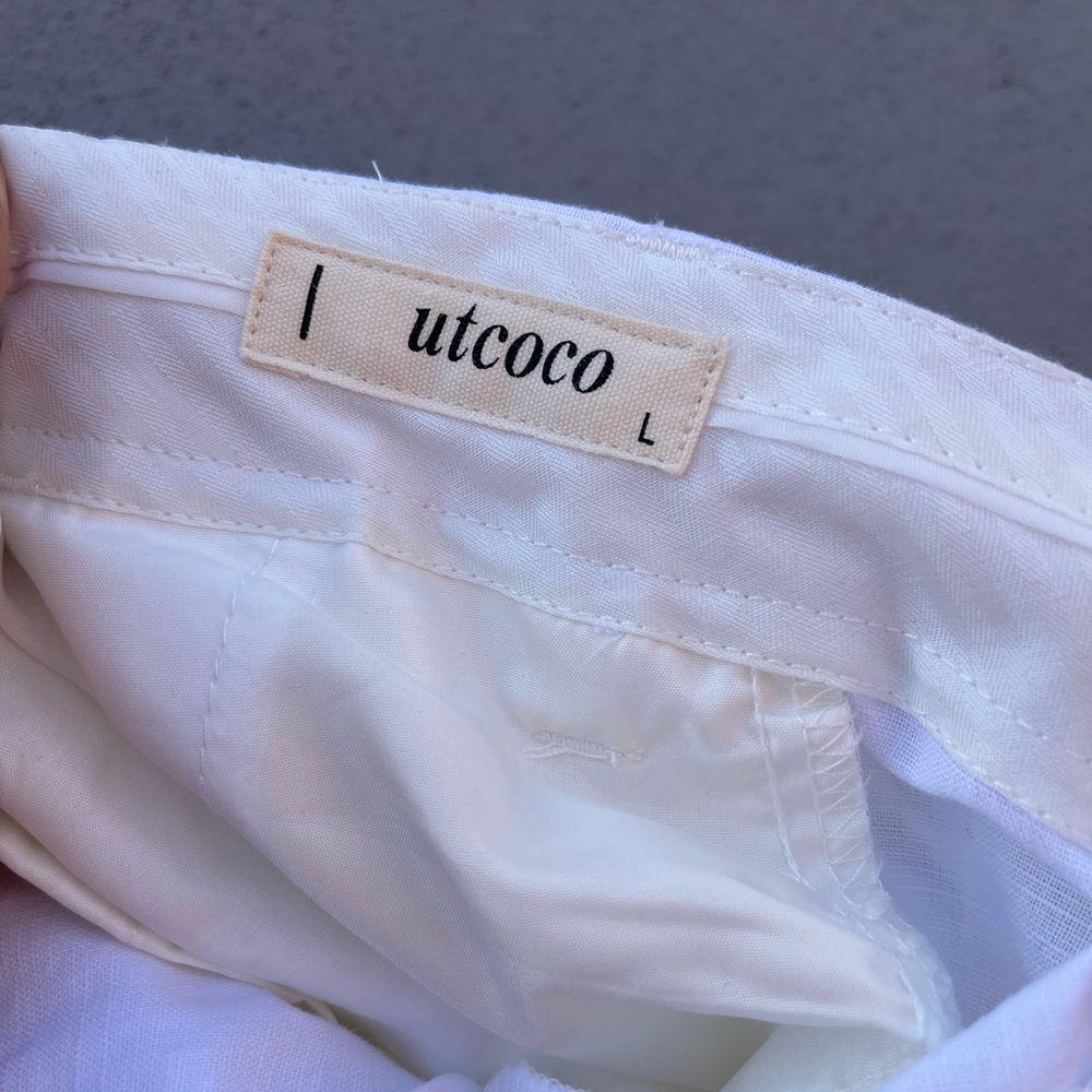 White Linen Drawstring Pants - Picture 8 of 11